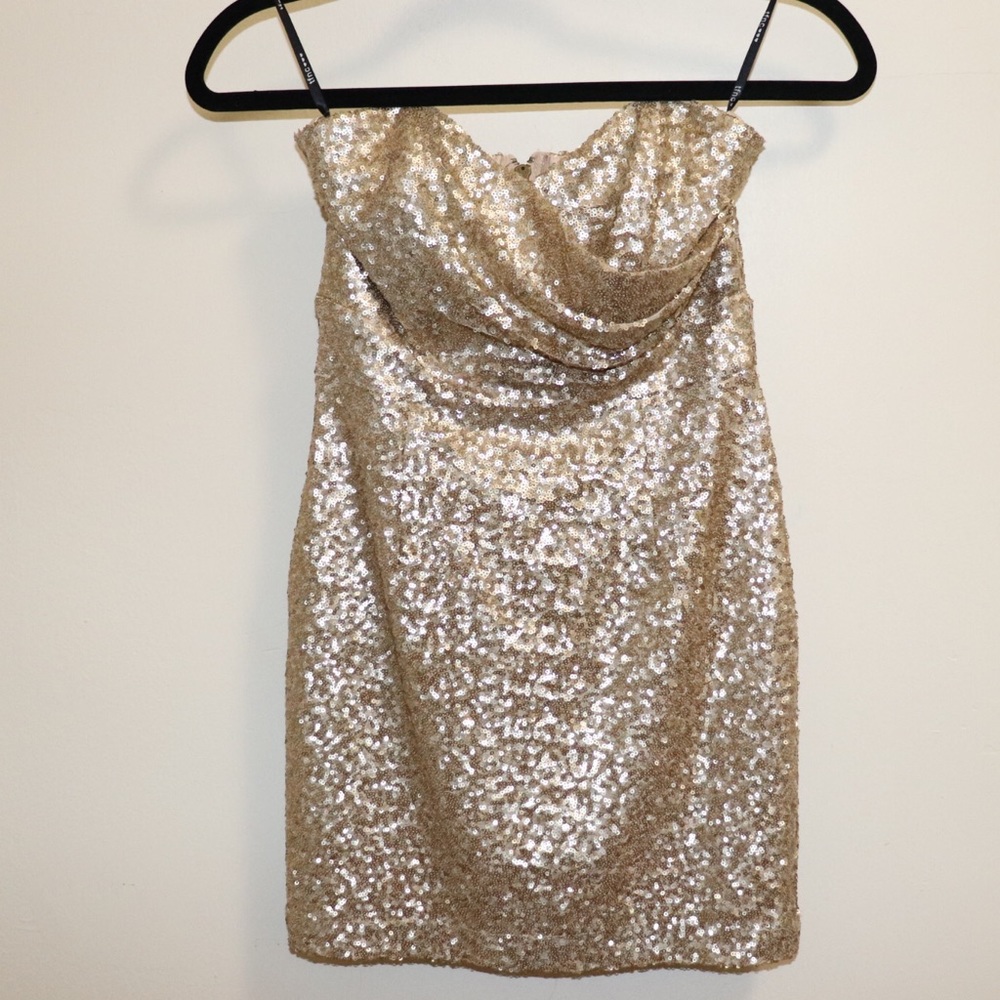 TFNC gold sequin mini dress